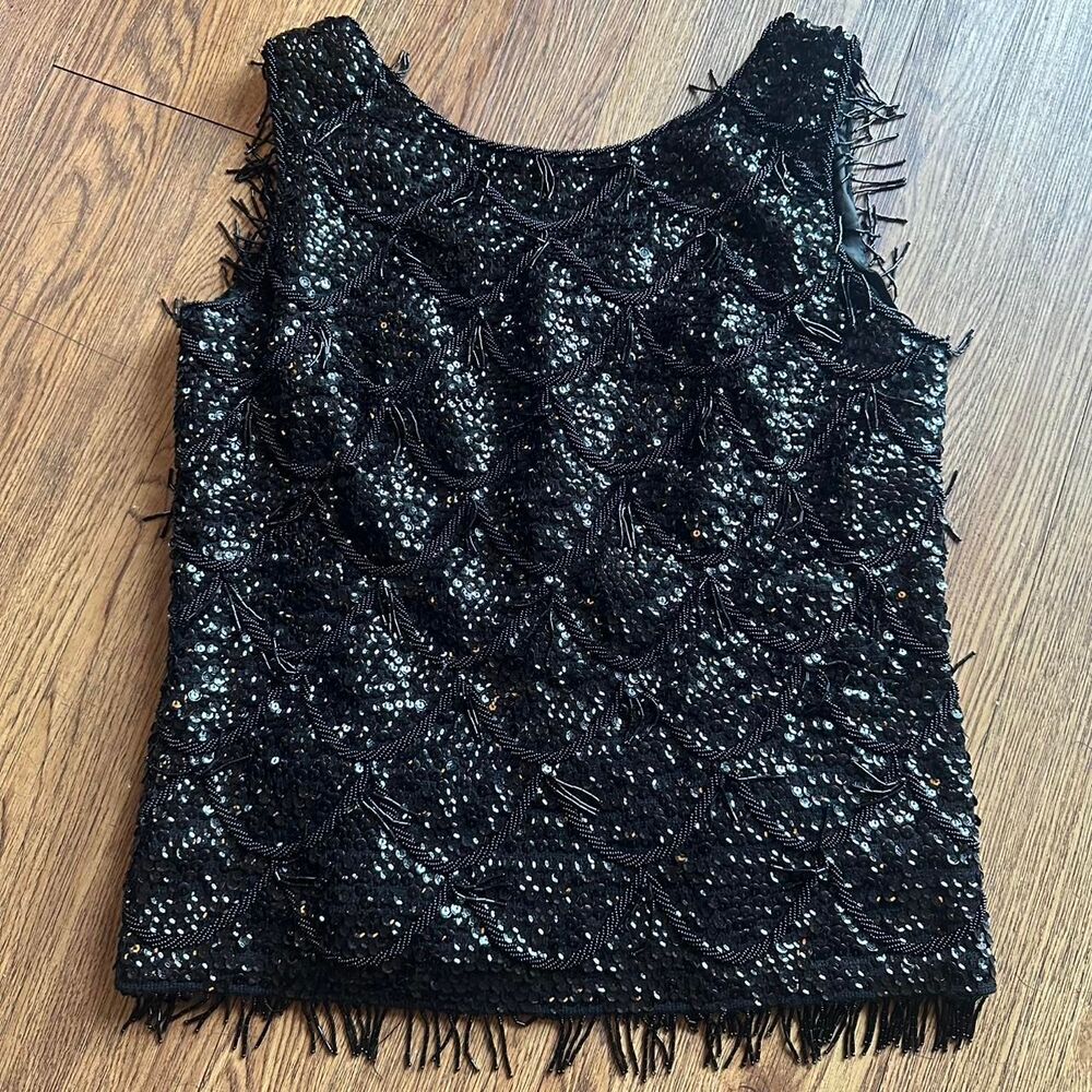 Vintage 1950's Silk Sequined Tank Top